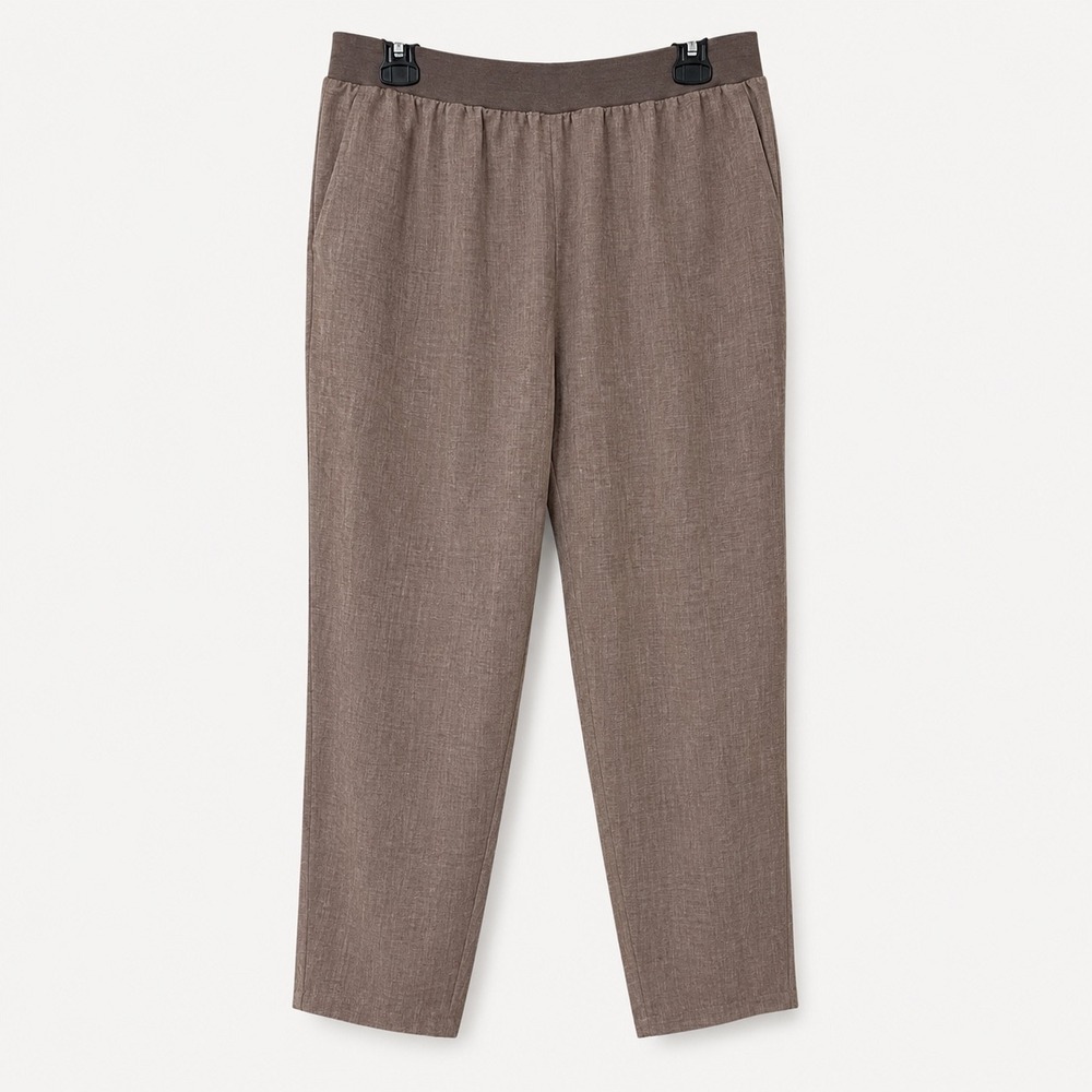 J Jill Womens Small Love Linen Straight Ankle Pants Brown Neutral Lagenlook - Picture 2 of 6